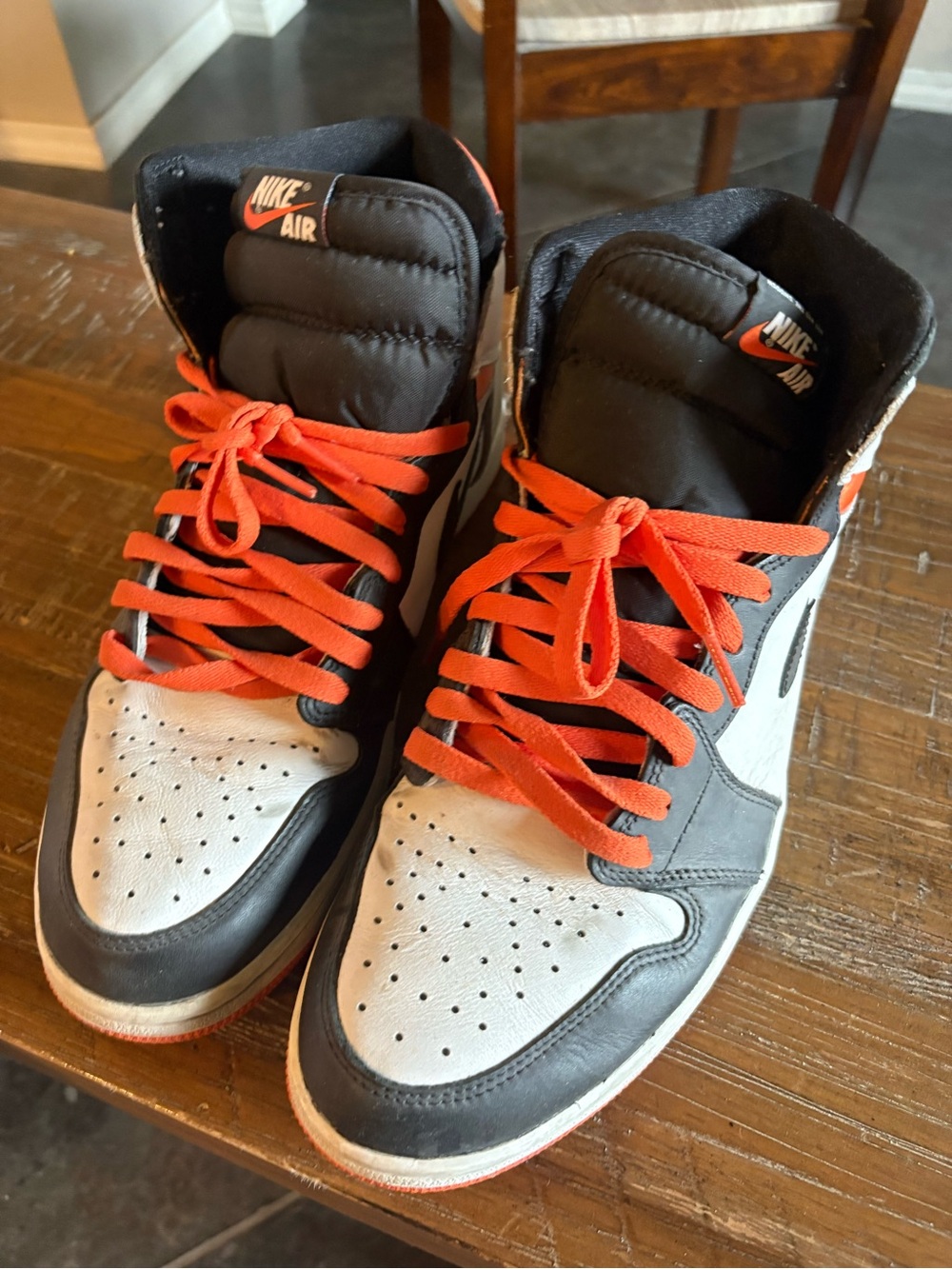 Men's High-Top Sneakers in Black, White & Orange Jordan’s size 11